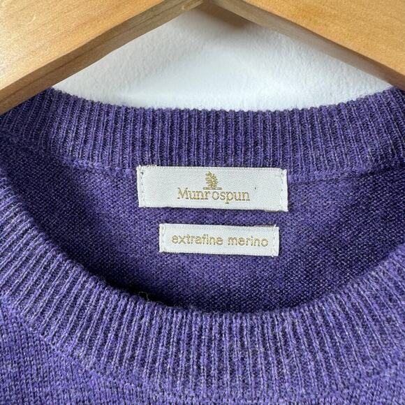 Munrospun Sweater Women Size 40 Purple Long Sleeve Crew Neck 100% Pure New Wool - Picture 3 of 6
